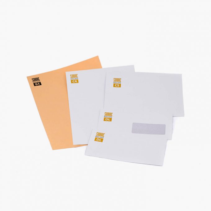 Imprimir sobres en formato DL, C5, C4 y bolsa naranja con formato B4